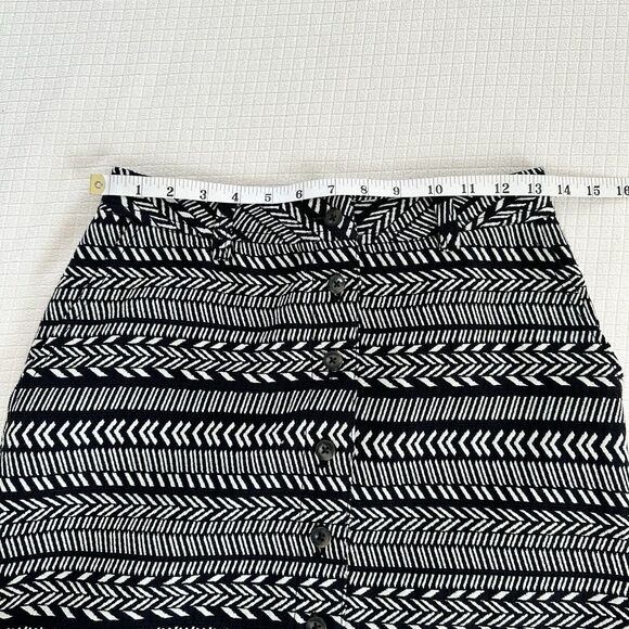 Anthropologie Maeve Black White Tribal Pattern Button Up Mini Skirt US 2 - Picture 10 of 11
